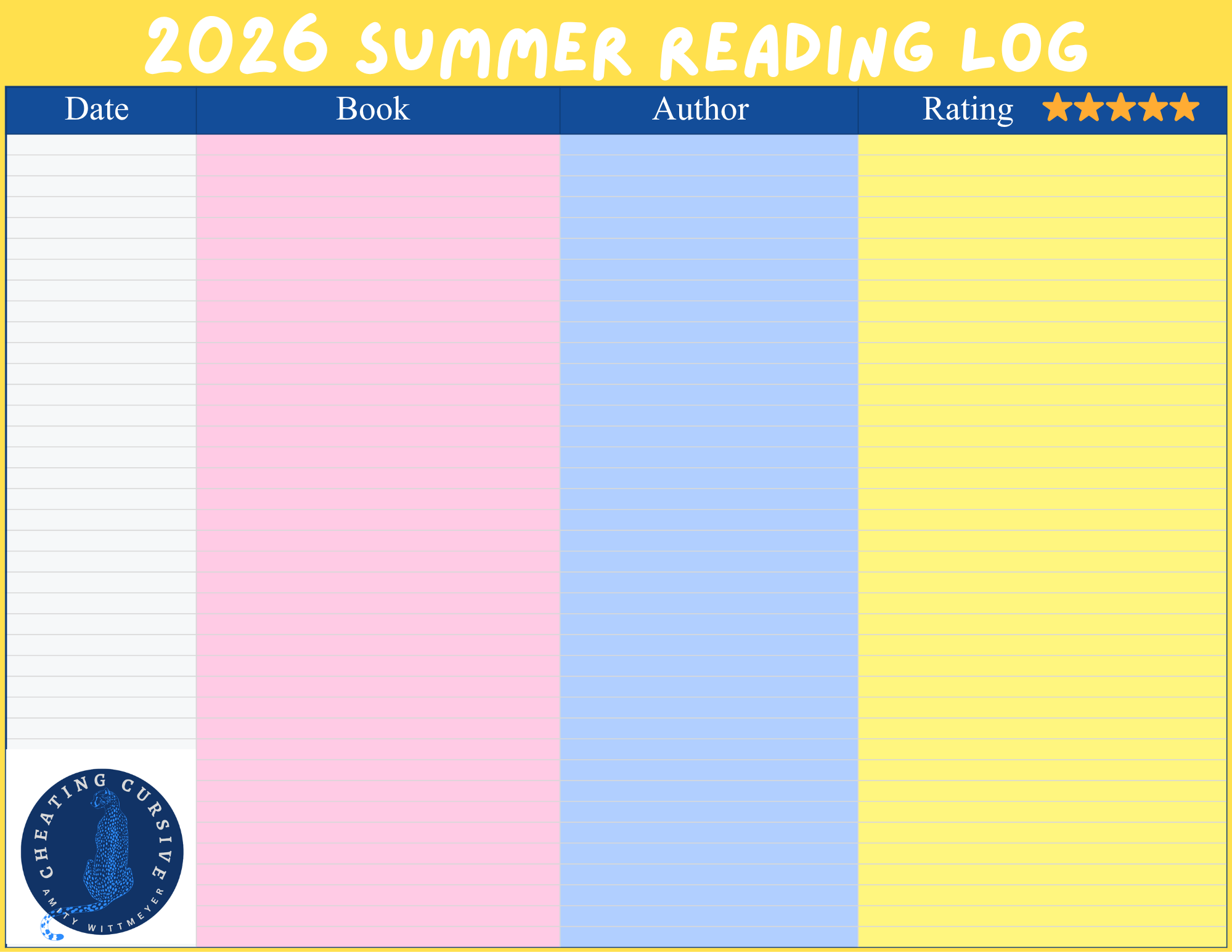 summer reading log